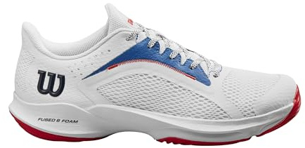 Wilson Hurakn 2.0 Men's Padel Shoe - White/Deja Vu Blue/Wilson Red, Size 13 US