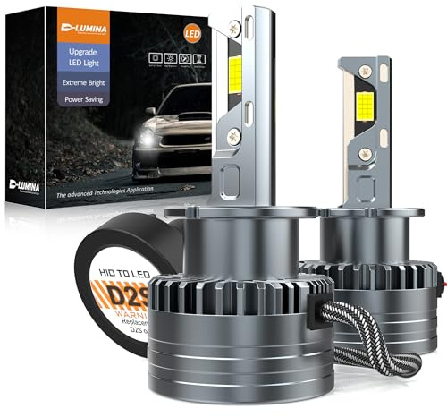 D-Lumina Bombillas LED D2S,120W 20000LM 6500K,Color Blanco Extremadamente Brillante para Faros de Coche, Antierror Canbus, Sustituye a Las Bombillas Xenon HID OEM Plug and Play,2 Piezas