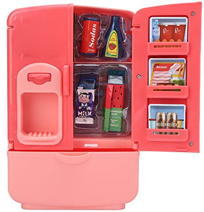 Intelligent Double Door Simulation Refrigerator - Play Kitchen Set - for Role Play - Mini Chef Fridge Toy (Roseate)