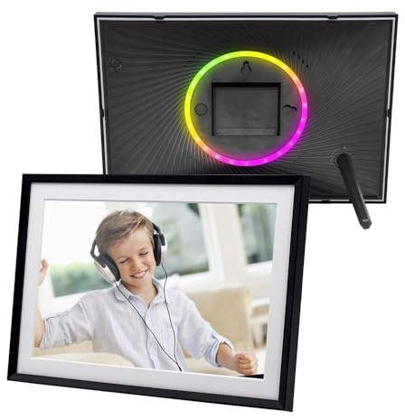 SECWL Frameo 10,1 tum digital fotoram 16 GB/32 GB smart WiFi digital ram med pekskärm IPS HD 1280 x 800 väggmontering med bakgrundsbelysning