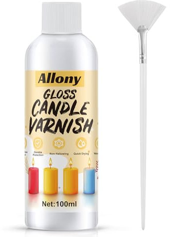 Allony Kerzenlack, Klarlack für Kerzen, Klarlack Glänzend, Kerzenlack für Wasserschiebefolie, Wasserfest Klarlack, High Gloss Paint for Candles, Einfach Aufzutragen, Trocknet Schnell, 200ml