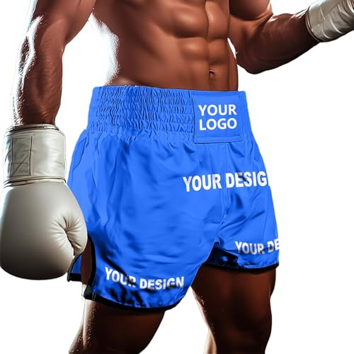 Personalised Custom Boxing Shorts Muay Thai Shorts Boxing MMA BJJ Training Fight Trunks for Men Women Kids Lightweight Anti-Tear Fabric with Adjustable Waist