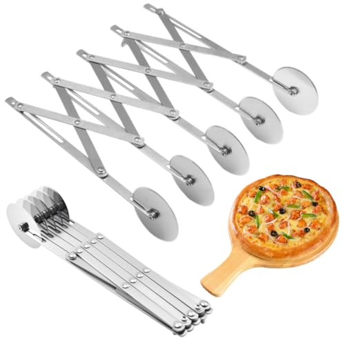 Tagliapasta Regolabile 5 Ruote in Acciaio Inox, Taglia Pizza e Dolci, Divisore di Impasto Regolabile, Accessorio Pasticceria, Lavabile in Lavastoviglie, Rotelle Multiple per Pizza e Torte