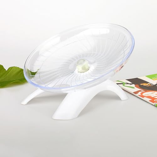 Hamster flygande tefat tyst löparhjul, 18 cm, lämplig för marsvin, hamstrar, igelkottar och andra små djur för att säkerställa säker träning (vit)