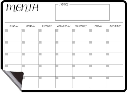 FACAIIO Pizarra blanca con calendario y calendario borrable para nevera, tamaño A3, material PET, 29,7 x 42 cm, para marcadores de borrado en seco y crayones de borrado en húmedo