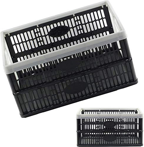 Optimal Products Strong Folding Collapsible Plastic Storage Crates Boxes Stackable Basket 32L (PACK OF 1)