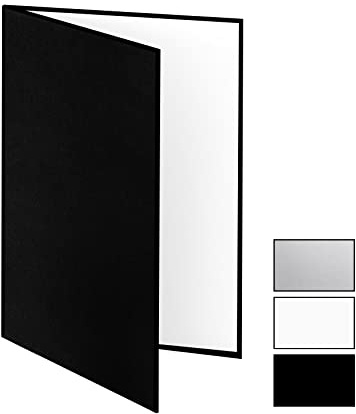 Meking Reflector de luz de cartón 3 en 1 de 12 x 8 Pulgadas para fotografía, Mesa de Estudio, Comida y sesión de Fotos de Productos, Negro, Plateado y Blanco