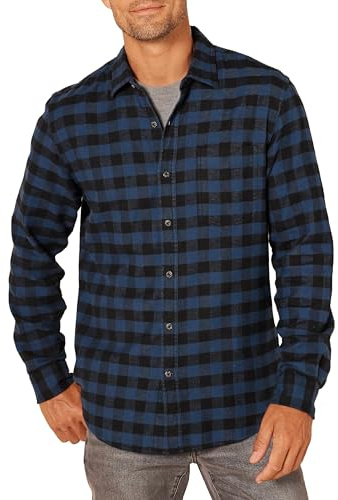 Amazon Essentials Camicie da uomo in flanella a maniche lunghe, slim fit, con bottoni