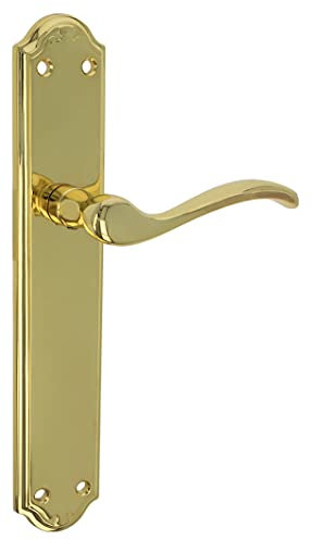 Amig - Jeu de Poignées avec Plaque - 248 x 44 mm - Zamak - Couleur Dorée - Carré de 8 mm - Mod Alfa - Accessoires de fixation inclus - Idéal pour Portes de Passage Intérieures