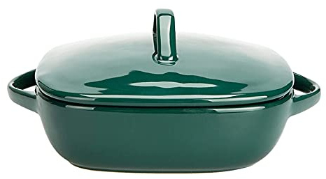CLQ Auflaufform Keramik-Auflaufform Mit Deckel, Abgedecktes Quadratisches Backformen-Set, Auflaufformen Für Aufläufe, Lasagne-Pfannen Tiefe Auflaufformen Backformen Kuchenform-Green