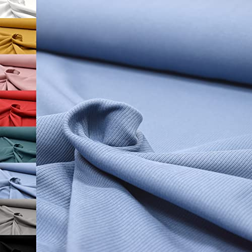 MAGAM-Stoffe Matteo Rippen Jersey Mode Stoff Meterware 50cm (12. Jeans Blau)