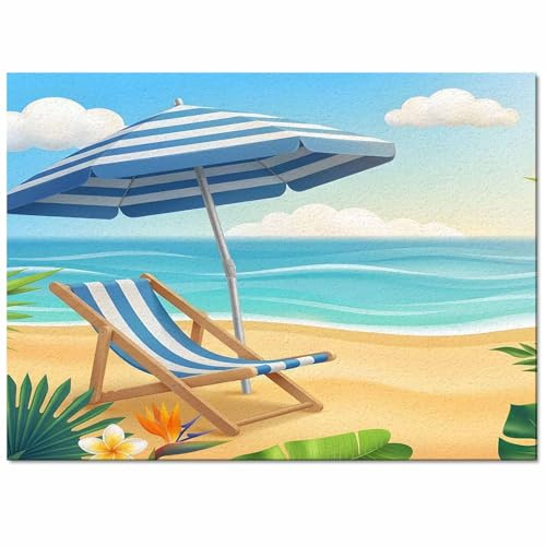 Area Rug Non Slip Rug Pad Floor Mat 32 x 60 Inch Summer Sandbeach Umbrella Deckchairs Ocean Tropical Plant Bedside Rug Decorative Carpet for High Traffic Areas Dining Room Office