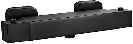 kisimixer Thermostat Dusche Duscharmatur - Duschthermostat Mischbatterie Schwarz Eckig mit 38 °C Sicherheitstaste, Thermostat Brausebatterie 1/2 BSP (21 mm) für 1 Funktion, Matt-schwarz