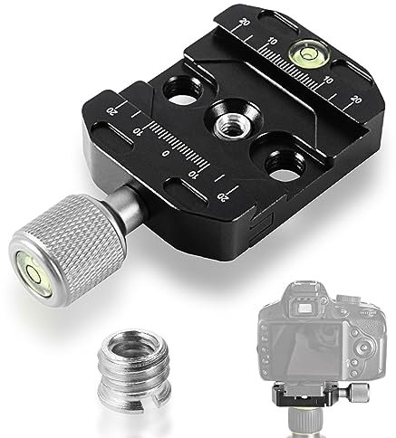 Vegena Abrazadera de placa de liberación rápida, abrazadera de metal para cámara, compatible con Arca-Swiss, placa de liberación rápida de trípode, 38 mm de ancho, color negro