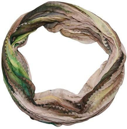 beybey® feiner Batik Damen Seide Loop Schal in unwiderstehlichen Farben - hochwertiger Seidenschal - Schweizer Alpen (beige)