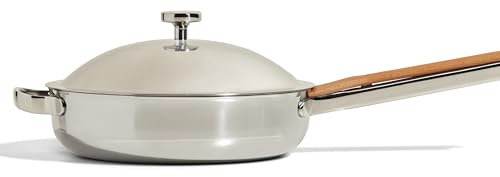 Our Place Titanium Always Pan Pro - 27cm (2.65L) No-Coating Nonstick Skillet | Tri-Ply Titanium & Stainless Steel | Safe for Oven, Induction & All Cooktops up to 535°C | Includes Spatula | Chrome