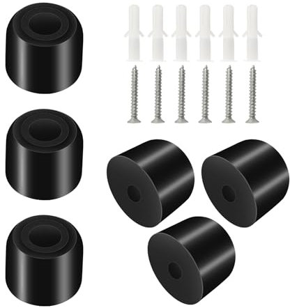 Diompirux 6 Pezzi Ferma Porta tondo in gomma, con accessori per il montaggio a vite, antiscivolo, per Tutti i Pavimenti Interni ed Esterni, per proteggere porte, pareti e mobili, per Ufficio, Hotel