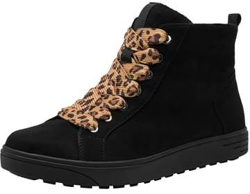 Jana baskets montantes femme à lacets vegan, Black, 38 EU