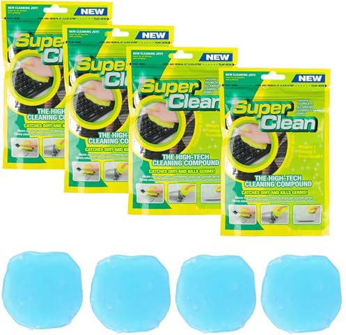 Tastaturreiniger Gel 4 Stück - Tastatur Reinigungsset, Tastatur Reinigung Universeller Staubreiniger Reinigungsgel, Auto Innenraum Reiniger Reinigungsknete für Laptops, Computers, Taschenrechner, Blau