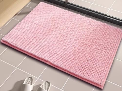 LEZUAN Badematte aus Chenille, Weich Badteppich, rutschfest Badvorleger, Absorbent Badezimmerteppich, Flauschig & Waschbar(Rosa,40 x 60 cm)