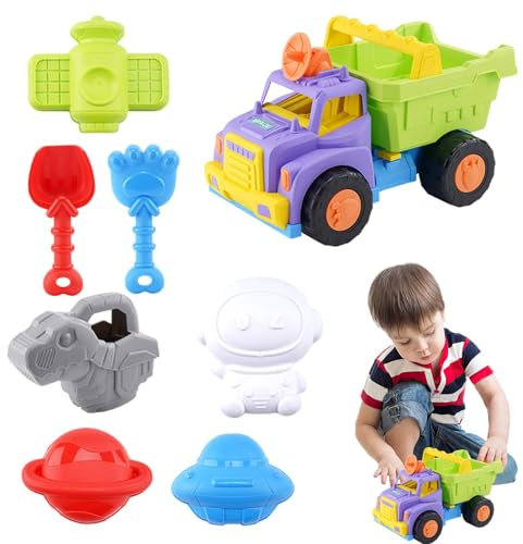 Generisch Reisenstrandspielzeug, Kids Beach Toys | Mehrere Schaufeln Trucks Formenkit für 1-8,Cartoon -Spielzeugfahrzeuge im Freien im Freien für Reisen