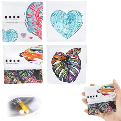 RTRTGS 2 PEZZI Posacenere tascabile, PVC ignifugo, antiodore, compatto e portatile, porta mozziconi lavabile morbido con interno, cenere da Borsa per sigarette, spiaggia piscina (Colore assortito)