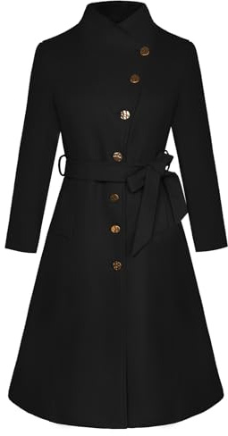 GRACE KARIN Womens Coats Mid Trench Coat Fall Winter Jacket | Lapel or Stand Collar,A-Line,Single-Breasted,Belt,Pockets