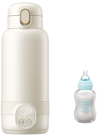 Calentador de botellas portátil sin cable, 500 ml, calentador de biberones portátil, ajustable de 37 a 55 grados con indicador LED, calentador de biberones para viajes, 24 horas de temperatura