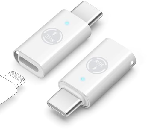 BORLTER CLAMP Adattatore da Lightning a USB-C con PD35W 2 pezzi, supporta la ricarica PD e QC e il trasferimento dati, per iPhone 17/16/15, Galaxy e altri dispositivi di tipo C