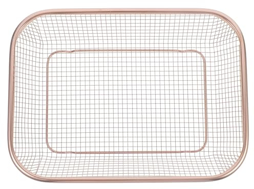 NUOBESTY Égouttoir Cuisine en Acier Inoxydable 304 Panier d'Égouttage Rectangulaire Moyen Finition Rose Doré Passoire Ajourée pour Fruits et Légumes Panier Pratique pour Évier et Plan