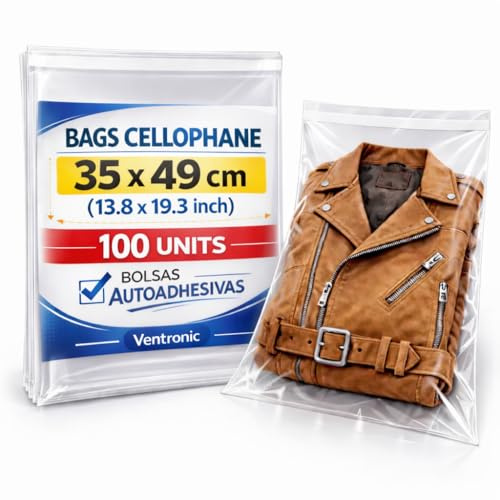 Bolsas de Celofán 100pcs Bolsas de Plástico Transparente Bolsas Opp 30 mic Autoadhesivas para Regalos chaqueta jean camisas regalo de Boda Bocadillos libros juguetes manualidades (100und.(35x49cm))