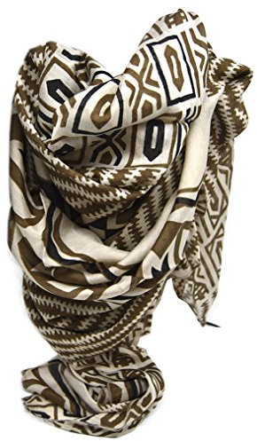 azzesso – Elegantes hell braunes Damen Tuch Melanie, ca. 110x110 cm, quadratischer Schal mit braunem Muster, Gemusterter Damenschal, Mode Made in Italy