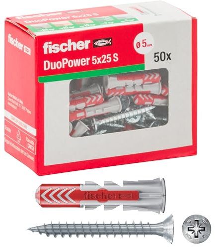 Fischer – Dübel Duopower mit Schraube, grau, 544015
