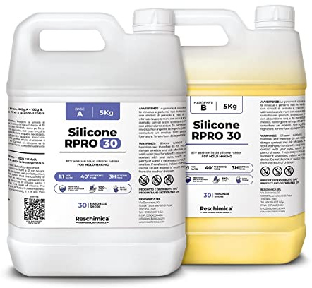 Silikon Gummi 1:1 R PRO 30 (10 kg) | Icke Giftig, Lätt Att Använda, Rivhållfast, 30 Shore, Kompatibel Med Epoxiharts, Gips, Vax