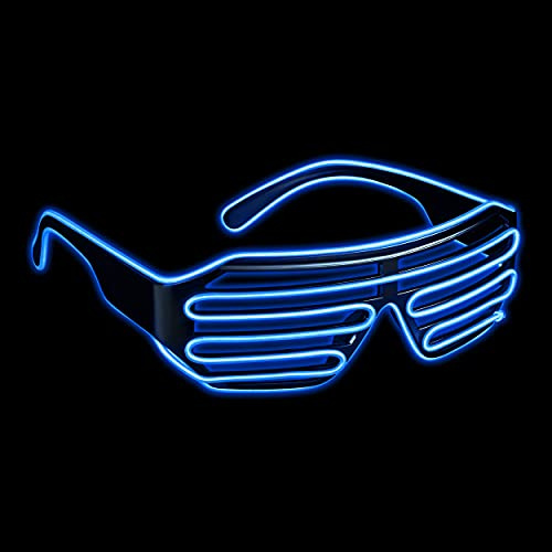 BALINCO Occhiali LED con 3 modalità di flash - perfetti per DJ techno | festival | Halloween | carnevale | costume in maschera (blu)