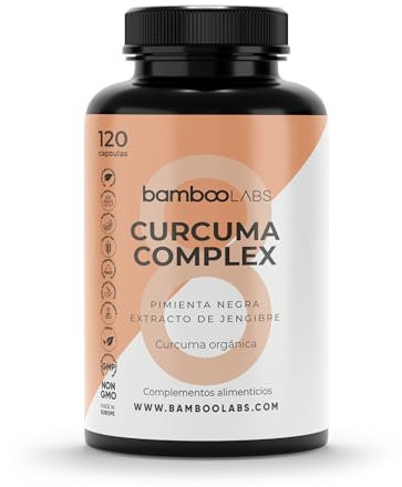 Bamboo Labs - Curcuma con Jengibre y Pimienta Negra 5000mg por Cápsula, Fórmula Avanzada con Curcuminoides, Polvo de Turmeric Original de la India, Certificación Ecológica, 120 Capsulas