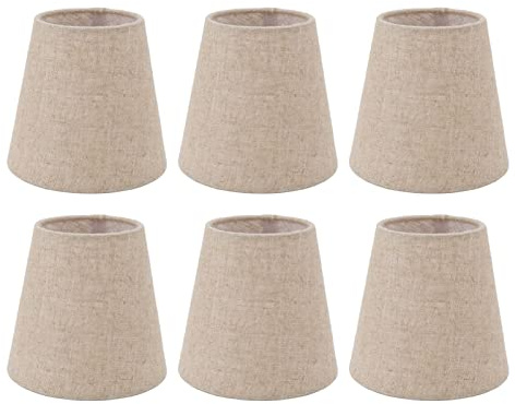6 Pantallas de Lámpara Cilíndricas de Lino con Clip para Bombillas E14 – Accesorios de Iluminación Elegantes y Duraderos para Dormitorios, Hoteles y Estudios
