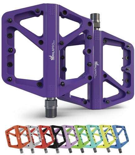 IMPALAPRO - Pedali MTB Flat In Nylon Asse 9/16 Universali Sealed Cuscinetto - Pedali Bici Antiscivolo - Corsa - BMX - Bicicletta - Flat Mtb (Viola)