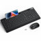 Clavier Souris sans Fil 2.4G OMOTON, Clavier AZERTY Souris Silencieuse à 3 DPI, Ergonomique avec Repose-Poignet/Support pour Phone, 18 Touches Fonction, pour Windows/PC, Noir