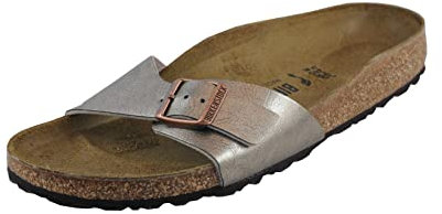 BIRKENSTOCK Damen Madrid Graceful Taupe Birko Flor Pantolette Weite Schmal Größe 39