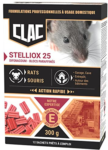 CLAC Raticide Souris et Rats – Souricide Professionnel Puissant, Mort aux Rats/Souris foudroyant pour intérieur et extérieur | Anti Rongeur et Rat, Produit/Poison Action Rapide (Blocs)