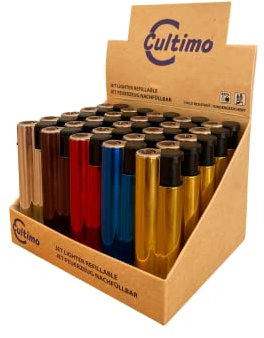 Clearfee Jet Flamme Sturmfeuerzeug | Windfest, Witterungsfest | Nachfüllbar | Elegant Gold Metallic Farben | Elektronik Jet Turbo Flamme Feuerzeug (Einfarbig, 25)