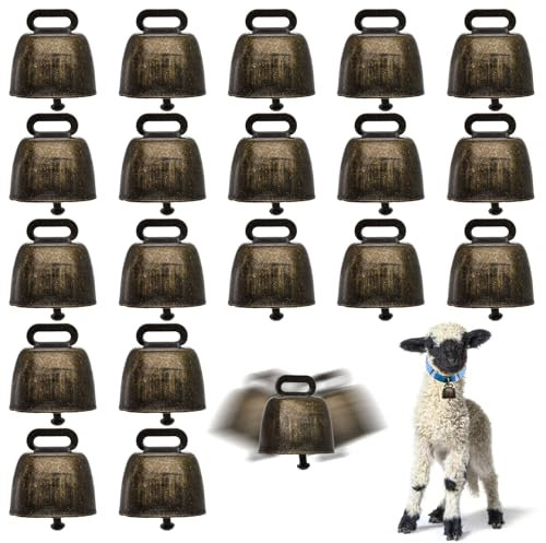 Coloch 20 Pack Grazing Copper Cow Bells, Metal Farm Animal Anti Lost Bells Loud Bronze Bell Small Brass Calling Bells for Grazing Cattle, Horses, Sheep