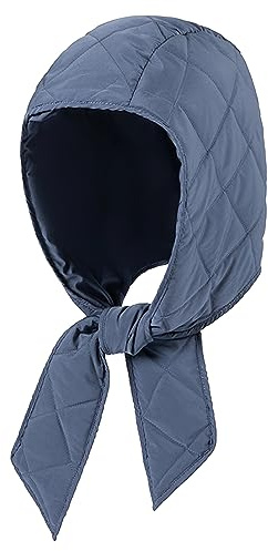 LA HUATE Cappello invernale caldo con cappuccio, sciarpa con cappuccio, impermeabile, antivento, cappello da sci, cravatta sotto il mento, per donne e ragazze, Sottile-Blu, Taglia unica
