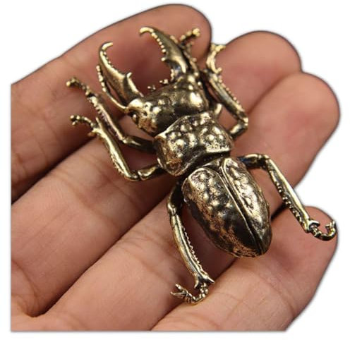 Gexifei 5,4 cm Vintage Messing Simulierte Käfer Statue Home Desktop Tee Haustier Ornamente Kunsthandwerk