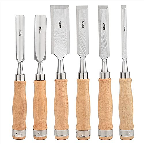 Gravur Professionelles Holzmeißel-Set, 6-teiliges Holzbearbeitungsmeißel-Set mit Aufbewahrungstasche, 5/16 Zoll, 11/20 Zoll, 5/8 Zoll, 7/10 Zoll, 1-1/4 Zoll, 1-1/2 Zoll Meißel (Größe: 6 Satz) (6 Sat