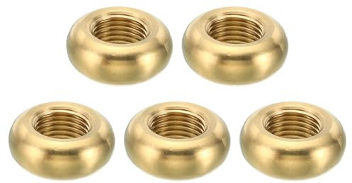 PATIKIL M10x1 Rond Contre-écrou, 5 Paquet Solide Laiton Bord Plat Écrou Mince Vis Verrouillage Écrou pour Meuble Lampe Lumière, 19mmx8mm