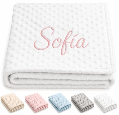 Danielstore Manta Bebe Personalizada con Nombre Bordado Manta Envolvente para Bebés Suave y Confortable para Todas Las Estaciones del Año 0,80 x 1,10 m