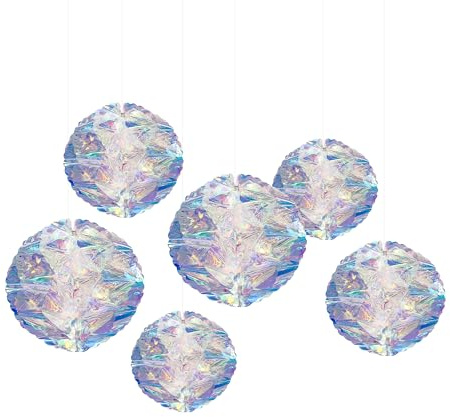 Iridescent Honeycomb Ball Decorative Hanging Ornaments Shiny Iridescent Foil Ceiling Hanging Flowers for Bridal Shower Wedding Birthday Theme Party Decoration