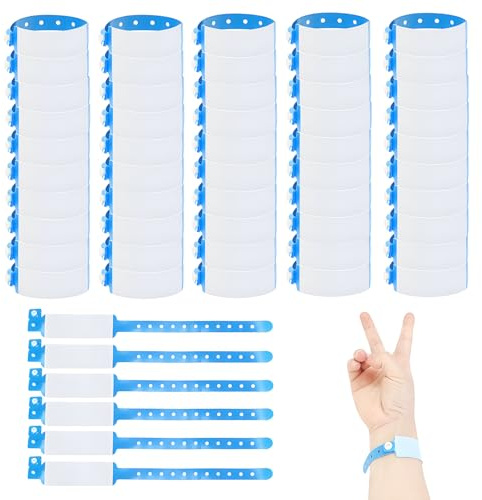 FloraMolly Armband för evenemang, 50 st engångs-ID armband vuxna vattentätt PVC tonåringar säkerhets-ID armband för festival fest sjukhus konsert – blå
